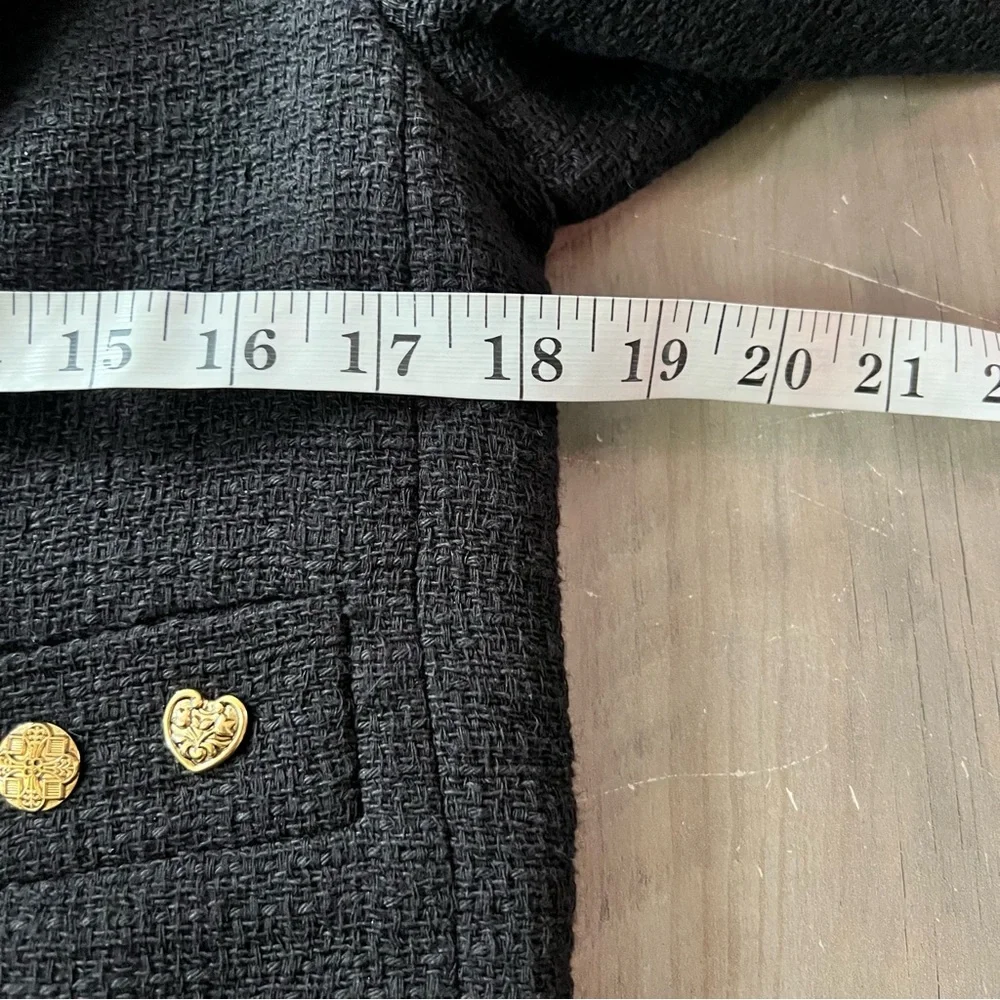 ZARA NEW Women’s CROPPED BUTTONED Textured Tweed BLAZER JACKET BLACK Size Small - Picture 14 of 16